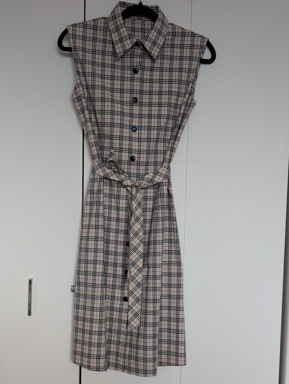 SPANNER Sleeveless Plaid  Dress in Beige and Black